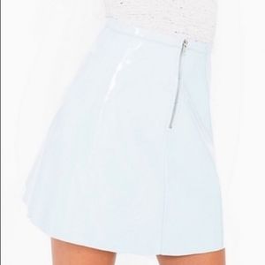 American Apparel Baby Blue Vinyl Skirt With Zipper